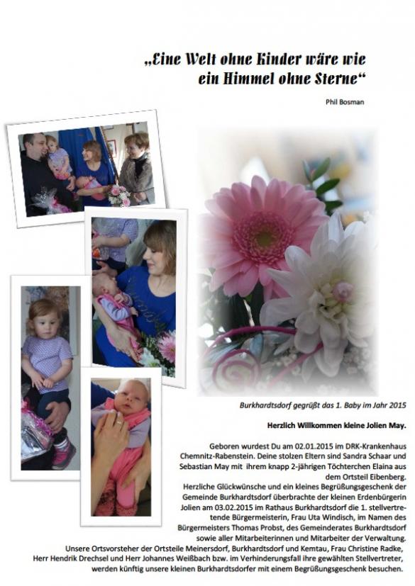 Babybegrüßung am 03.02.2015 im Rathaus Burkhardtsdorf Babybegrüßung am 03.02.2015 im Rathaus Burkhardtsdorf